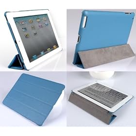 Invision� IPAD 2 SMART CASE COVER in BLUE (PU) LEATHER - FLIP STAND - AUTO SLEEP/WAKE - PREMIUM QUALITY