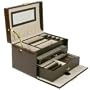 Jewelry Box Genuine Leather Brown Large With Travel Case by Tech Swiss