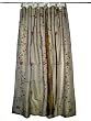Drapes-2 Organza Old Gold Base with Red Bell Embroidered Sari Curtains Drapes Panel 92" Tabs