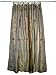 Drapes-2 Organza Old Gold Base with Red Bell Embroidered Sari Curtains Drapes Panel 92" Tabs