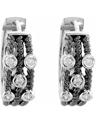 14K White Gold Diamond Earrings with Black Rhodium Plating - 0.16 Ct. -- LIFETIME WARRANTY