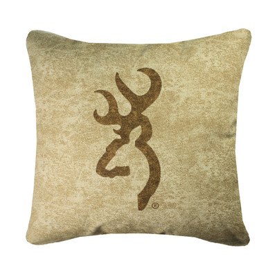 Browning Buckmark Square Logo Pillow in Tan