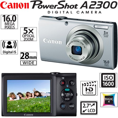 Canon PowerShot A2300 16.0 MP Digital Camera with 5x Digital Image