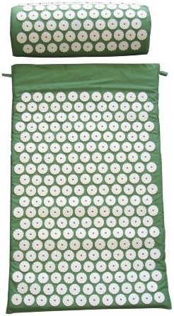 Complete x large Acupressure Mat and Pillow Neck Back Massage Comfort Set Acupuncture Mat Bed of Nails Yoga Mat & Pillow (OLIVE GREEN)