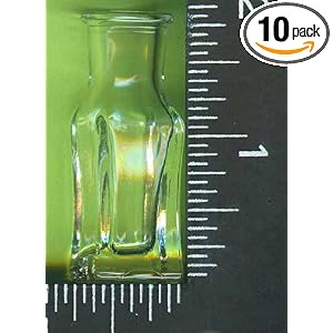 Clear-Square-BASE-Glass-Bottles-10-New-Small-Mini-Bottles-With-10-Corks-ABOUT-1-7-8-1-875-4-76cm-TALL-x-5-8-625-1-59cm-SQUARE-BASE-3-8-I-D-OPENING-9-16-O-D-TOP-