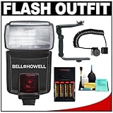 Bell & Howell Z680AF-P Digital Autofocus Power Zoom P-TTL Flash + Bracket + ....