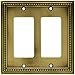 Brainerd 64769 Beaded Double Decorator Wall Plate / Switch Plate / Cover, Tumbled Antique Brass