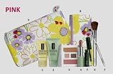 Brand New Clinique 2013 Spring 9 pcs Beauty Essentials (Pink Color) Gift + Brush Set, includes: (1) 7 Day Scrub Cream Rinse Off Formula 1 oz, (1) Dramatically Different Moisturizing Lotion 1 oz, (1) High Impact Mascara in Black, (1) Compact with Pink Slate Eye Shadow, Blusher in New Clover and Bronzer in Sunkissed, (1) Full Size Lipstick *Bamboo Pink*, (1) Eye Shadow Brush, (1) Blush Brush and (2) Cosmetic Bags. $65 Value.