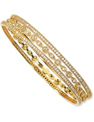 Gold-plated Sterling Silver CZ Three Bangle Set