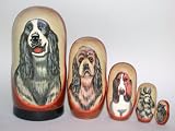 Russian Nesting Doll Dog English Springer Spaniel English Cocker Spaniel Basset Hound Poodle Schnauzer 5 Pc / 7in #dg12