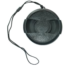 Center pinch 58mm snap-on lens cap with keeper