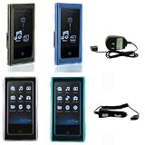 Samsung P2 YP-P2 Crystal Snap-On Case Cover with Removable Belt Clip - Bundled with 12v Rapid Premium Car Charger and Home Travel Wall AC Adapter Charger - 6 Colors Choices