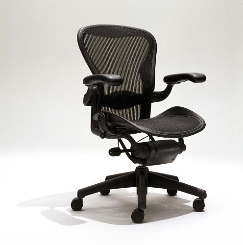 Herman Miller Fully Loaded Aeron Chair - FREE Leather Armrest Upgrade - Size B - Carbon Frame