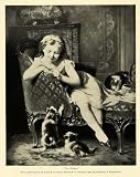 1895 Print Kittens Little Girl Child Fritz Zuber Buhler Artwork Cat Toys Felines - Original Halftone Print