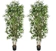 TWO Pre-Potted 6' Artificial Bamboo Trees with REAL BAMBOO TRUNKS