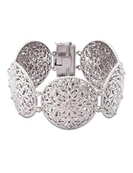 Sterling Silver Scrollwork Medallion Bracelet