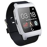 Luxsure® Silver Uwatch UX Smart Watch with Heart Rate Monitor Android Smart Watch Phone Sports Bluetooth Wristwatch With 3G magsensor gravity sensor Compatible With IOS & Android for Apple iphone 4/4S/5/5C/5S Samsung S2/S3/S4/Note 2/Note 3