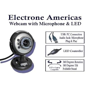 Electrone USB Web Camera with Microphone and Night Vision for PC, Laptop and Notebook