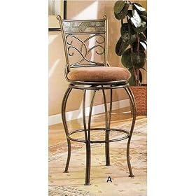 Metal frame swivel bar stool with padded fabric seat by AMBfurniture