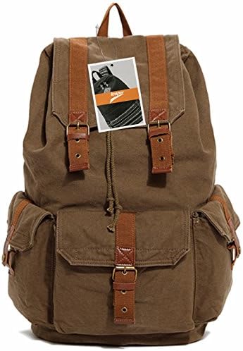 Leaper Vintage Multi-functional Canvas Backpack /Rucksack/ School Bag /Travel Bag (Army Green)