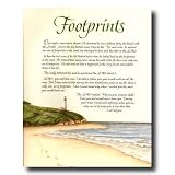 Footprints In The Sand Ocean Beach Lighthouse Religious Wall Picture Art Print