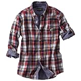 (エディー・バウアー) Eddie Bauer 3/4スリーブコットンダブルガーゼボタンダウンシャツ(ダークエバーグリーン L)