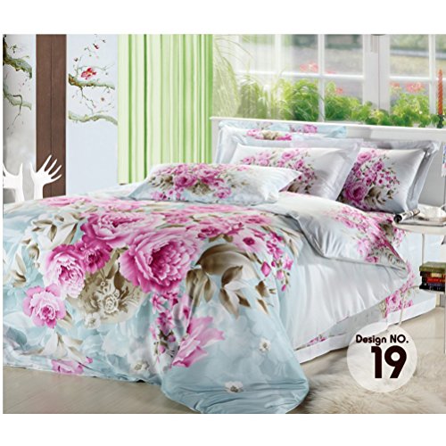Home Textiles 3D Osaka Flower Bed Set Bedding Sets King size Reactive Printing Bedclothes Duvet Cover 3D Flat Sheet Bedspread 1000TC HT 011 No 019 Free UPS Shipping