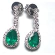 18K White Gold Emerald and Diamond Earrings