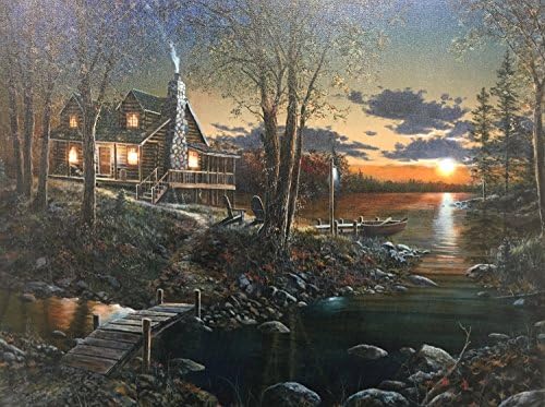Cabin At Sunset On Lake LED Canvas