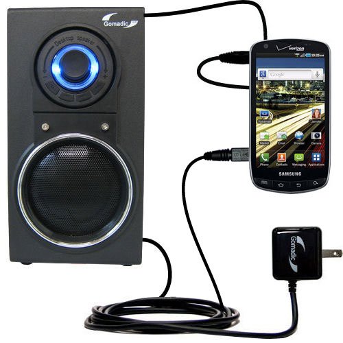 10 Watt Battery Powered Portable Amplified Audio Speaker with Dual charger also charges the Samsung Droid Charge