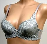 Solb $25 Grey Floral Lace Push Up Bra #1375