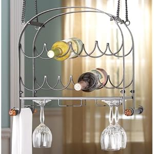 19 Simple and Elegant Hanging Wine Glass and Bottle Rack by CC Home Furnishings