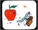 Decorated Mouse Pad with apple, moving, leaving, worm, suitcase