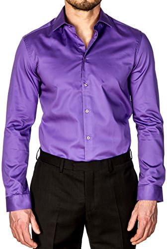 horst Men's Solid Color Slim Fit Long Sleeve Dress Shirt Mauve Size 16