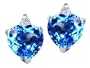 2.14 cttw Heart Shape Blue Topaz and Genuine Diamonds Earring Studs in 14k White Gold