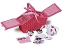 Picknickkorb rosa mit Blechgeschirr