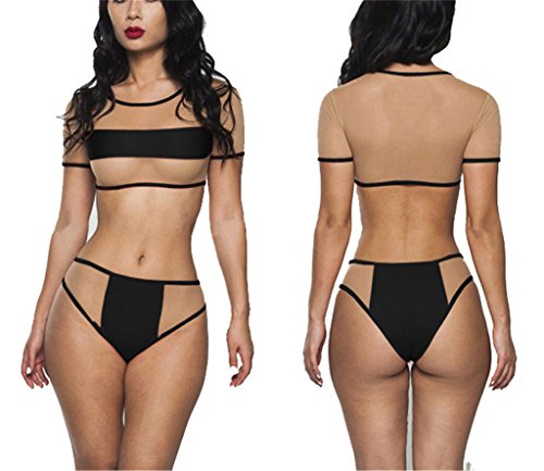 Purfeel Womens Mesh See Through Swimsuit Swimwear 5 Colors