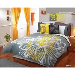 Yellow Gray White Comforter Duvet Sheets Bedding Se