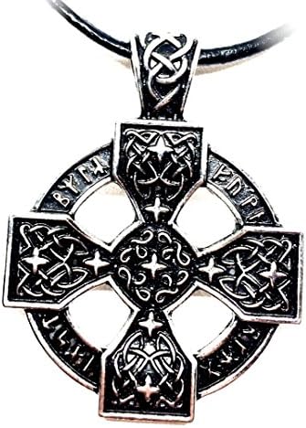 Viking Pendant - Sunwheel Solar Cross Norse Runes, Pewter Color, Celtic Cross Style