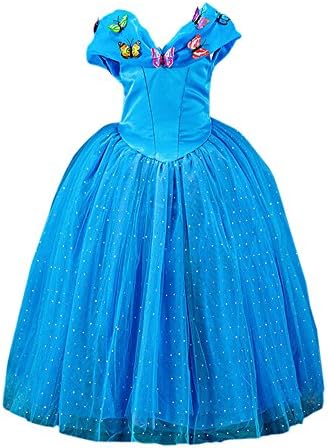 Fullsexy Frozen Cinderella Deluxe Girl's Dress Costume (3-4, Blue)
