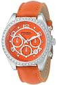 Women's Chronograph White Rhinestones Orange Leather