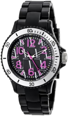 L by ELLE Women's LE50007P03 Black Plastic Silver-Tone Bezel Watch