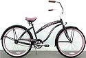 GreenLine Beach Cruiser Bicycle - BC106 Women's Black w/ Pink Wheels