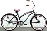 GreenLine Beach Cruiser Bicycle - BC106 Women's Black w/ Pink Wheels
