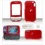 PCMICROSTORE Brand HTC Wing Herald P4350 PDA Smartphone Premium Solid Red Snap-On Crystal Case Cover with Removable Belt Clip