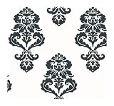 York Wallcoverings Tres Chic BL0396 Graphic Damask Wallpaper, White/Black