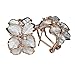 Fashion Plaza Women White Flower Stud Earring with Five Cubic Zirconia E9