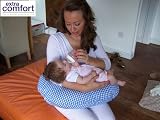 from ComfortFeeder ComfortFeeder Pillow with Pastel Blue Gingham Cover from ExtraComfort. The Ultimate Pillow for Breast or Bottle Feeding! Offers Maximum Support and Comfort! Very Versatile and Multifunctional! Can be used for many Purposes (Model ECCFB)