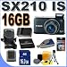 Canon PowerShot SX210IS 14.1 MP Digital Camera w/ 14x Wide Angle Optical IS Zoom (Black) 16GB BP5L Battery BigVALUEInc Accessory Saver Bundle