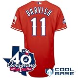 Texas Rangers Yu Darvish Alternate Cool Base Jersey w/ 40th Anniversary Patch Size 48
